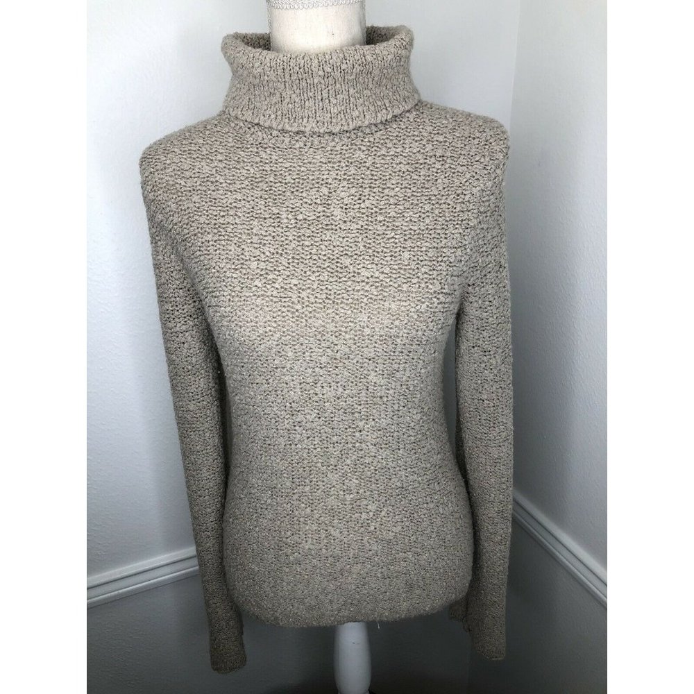 Women's J. Crew Petite Medium Cowl Neck Beige Long Sleeve Sweater